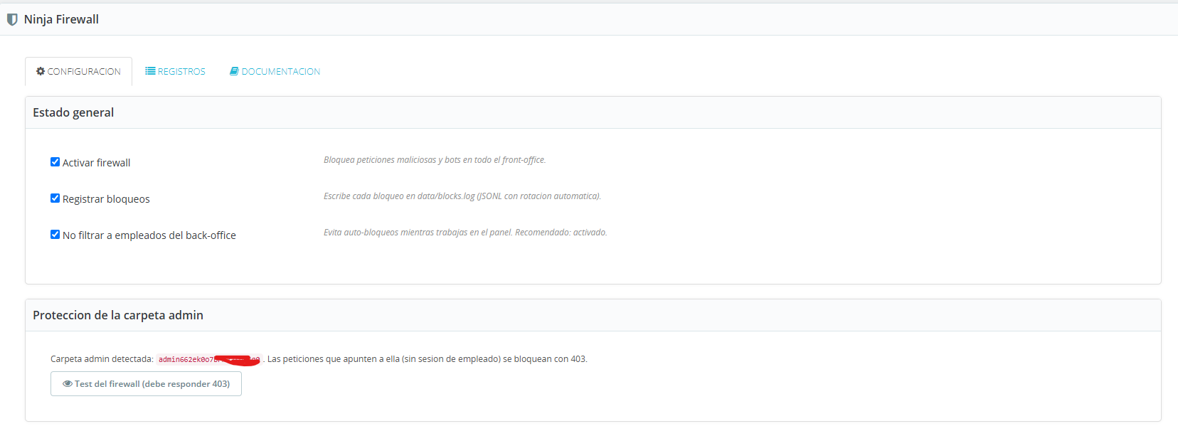 Firewall para Prstashop
